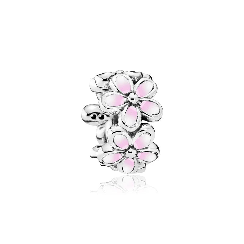 New Fashion Charm Original Pink Peach Blossom Butterfly Love Series Beads Fit Original Pandora Ladies Bracelet Jewelry Gift