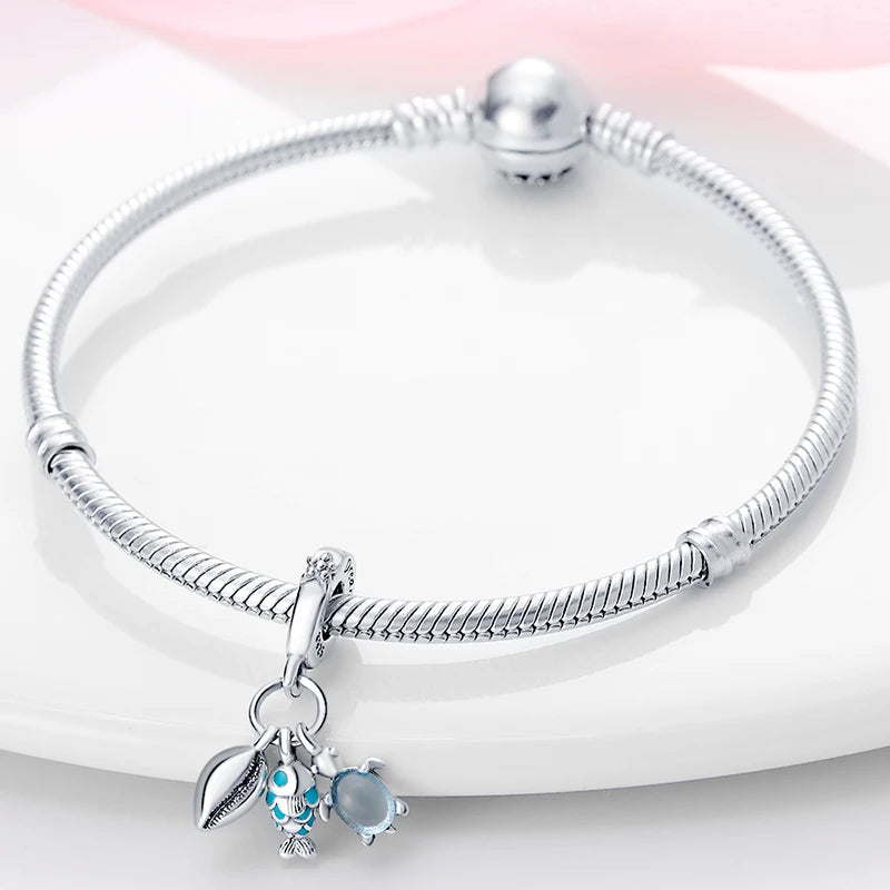 Fashion S925 Sterling Silver Ocean Collection , Fit Pandora Bracelet DIY and Pendant Woman Jewelry