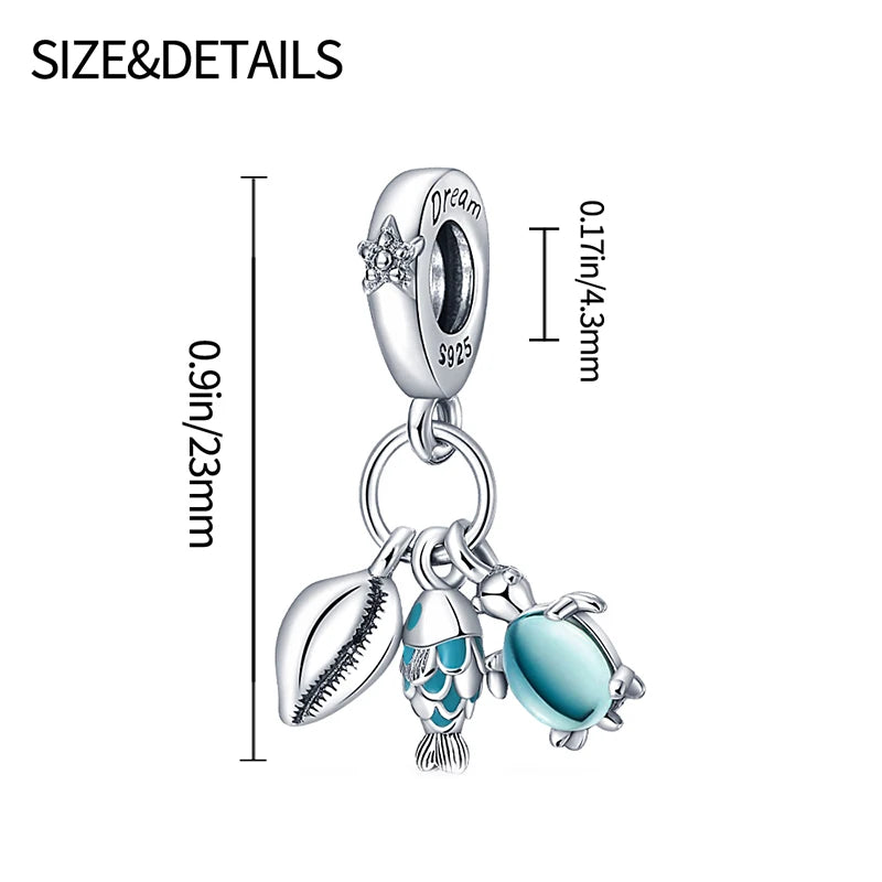 Fashion S925 Sterling Silver Ocean Collection , Fit Pandora Bracelet DIY and Pendant Woman Jewelry